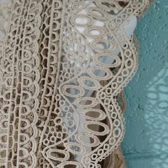 Cable & Gauge Beige Lace Sleeveless Blouse Size Small. - Picture 4 of 9
